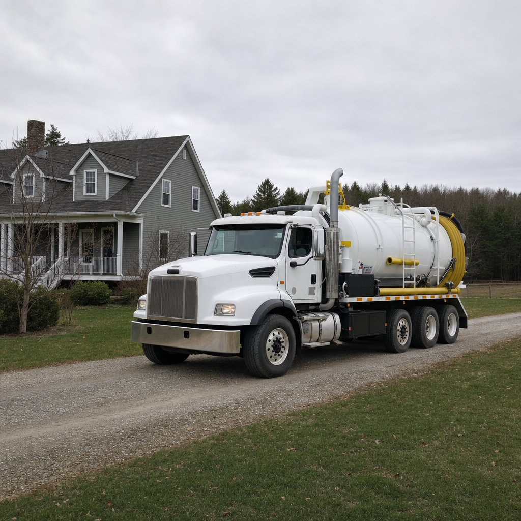 Septic vacuum truck arriving at a Reno home for same-day emergency service