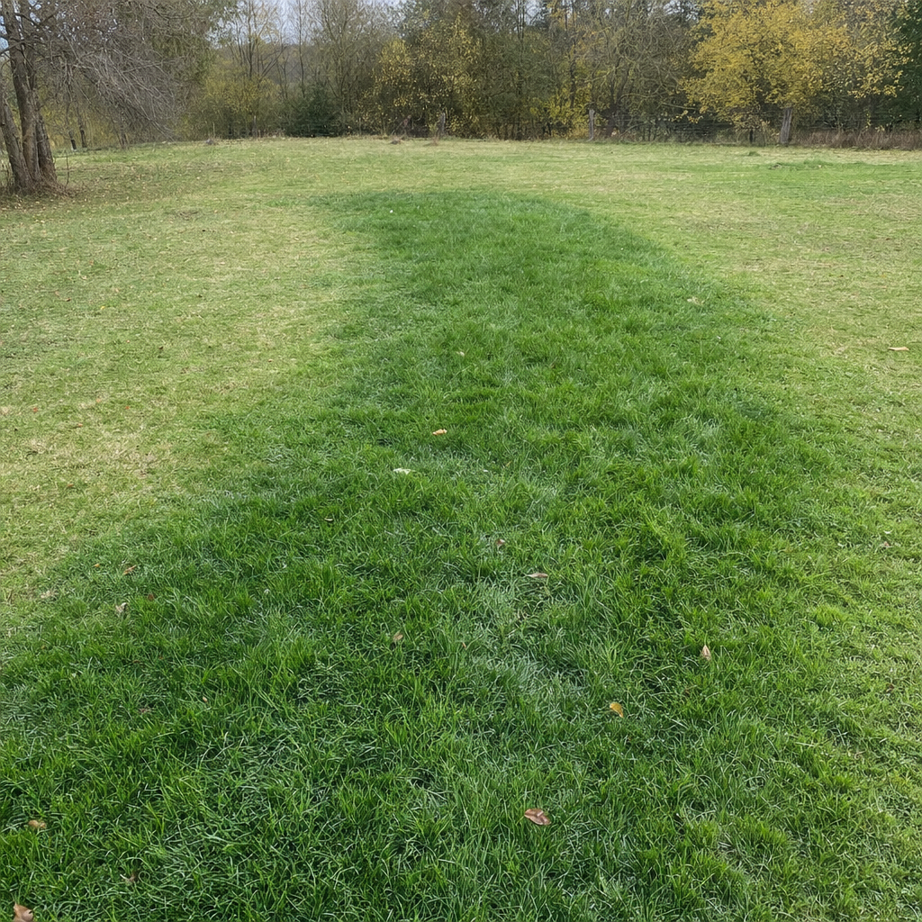 A soggy, unusually green patch of lawn over the drain field of a Reno home, a sign the septic tank needs pumping